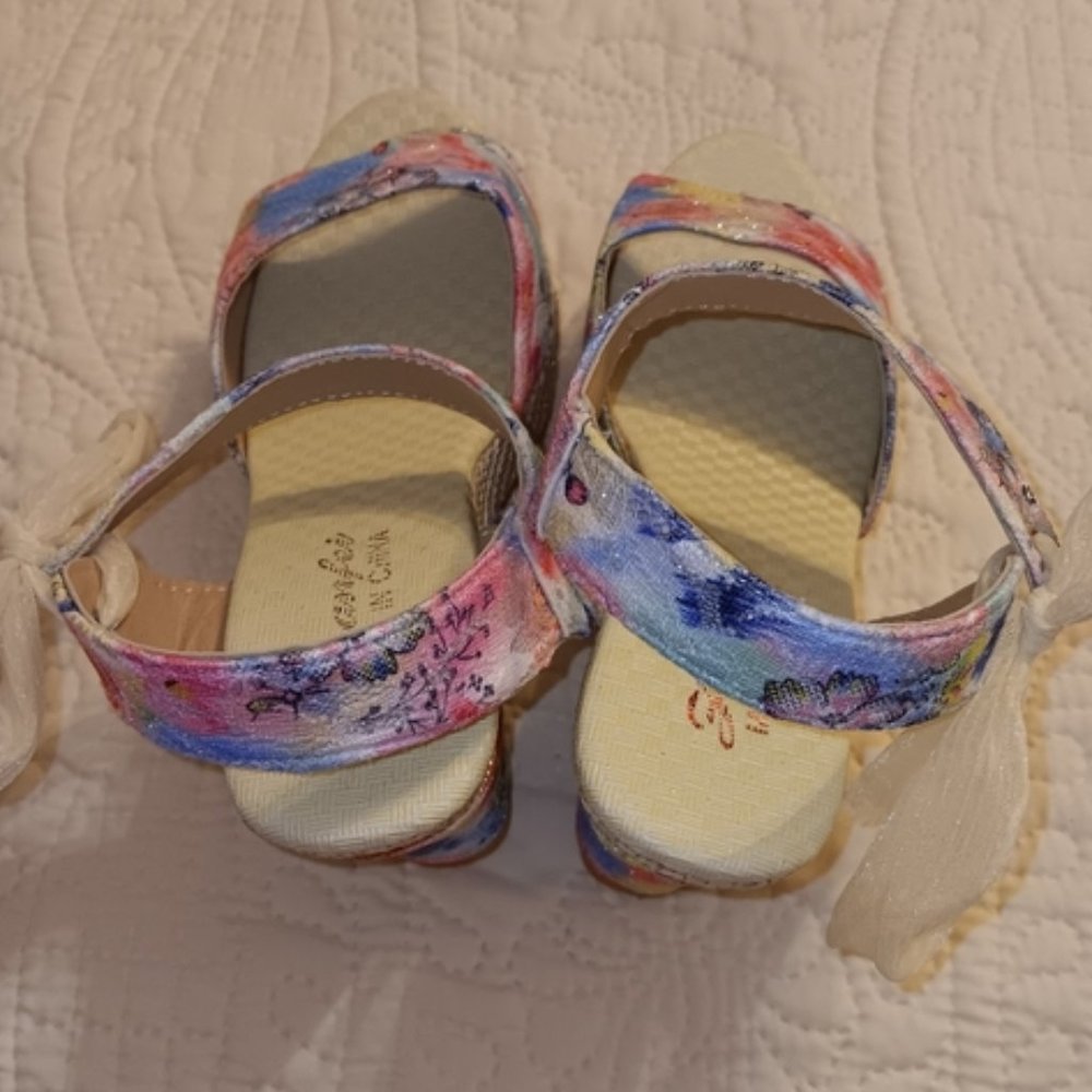 Floral Print Espadrilles NWOT Size 7.5 Sandal Shoe Sparkle - Picture 3 of 7